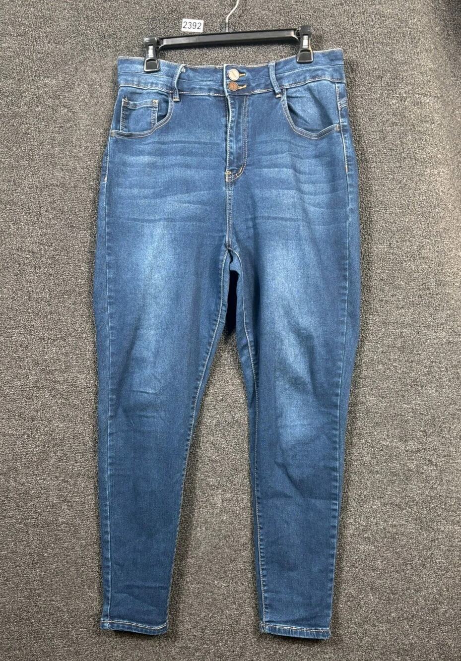 Dollhouse NUBA Curvy Double Button High Rise Skinny Jeans Womens Size 15/16 Blue